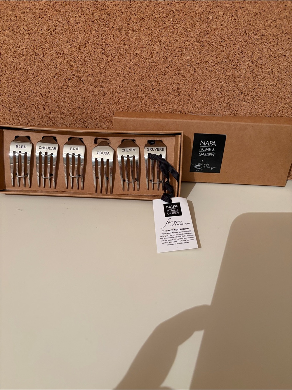 Stainless Cheese Marker Fork Set - Brown Box